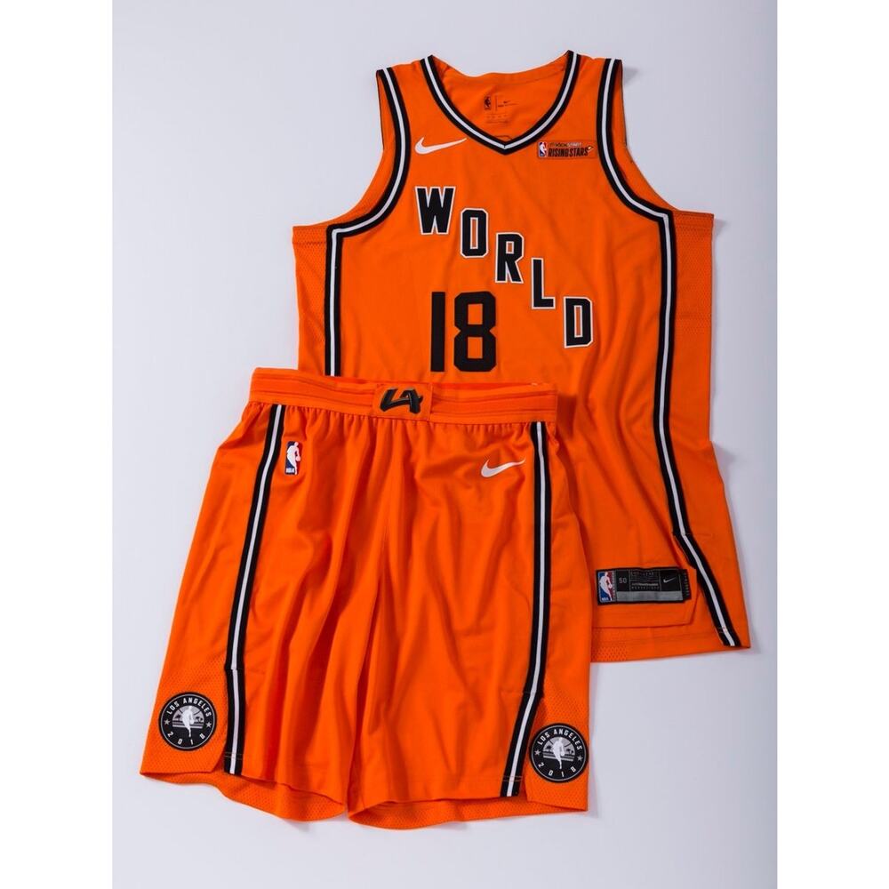 NBA 2018 Rising Stars Team World Player Issued Nike Shorts Sz 48 +2 3XL - Picture 8 of 16